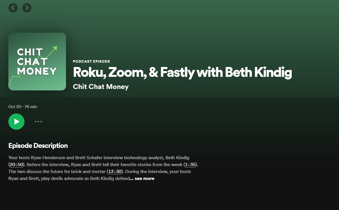 Podcast: Tech Growth Stocks ZM ROKU FSLY BTC and more