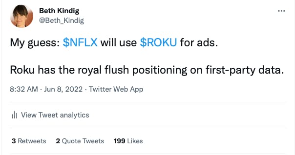 Netflix stock tweet by Beth